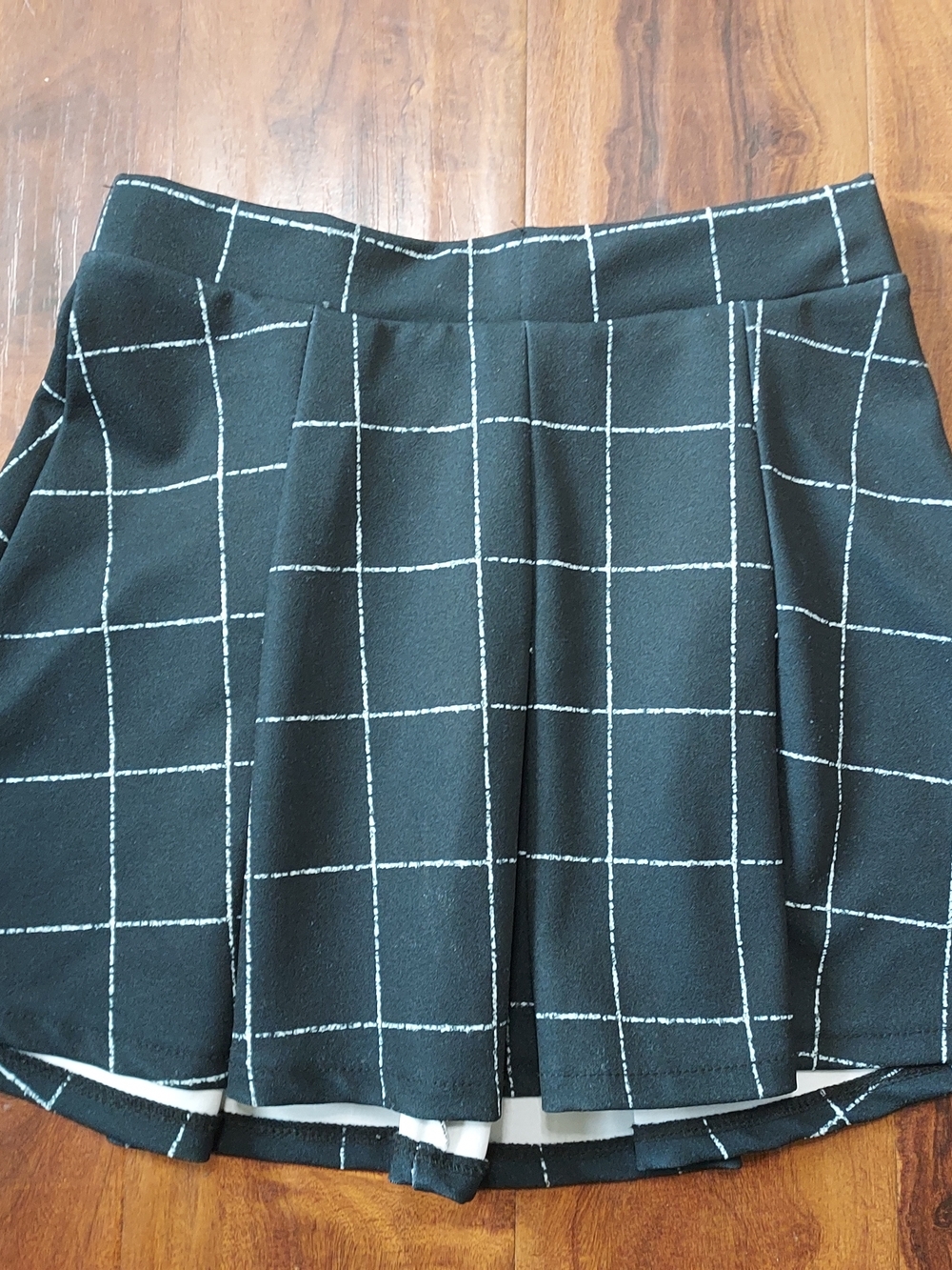 Rewash Black Windowpane Skater Skirt